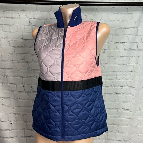 Nike Aerolayer Quilted Colorblock running vest Blue, gray & peach Sz Medium - Picture 1 of 8